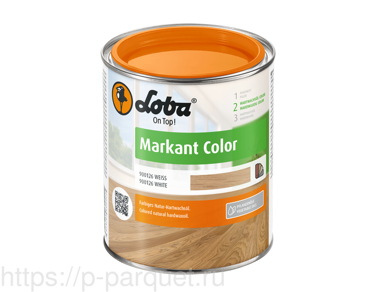 Цветное масло для дерева с твердым воском Loba Markant Color белый 0,75 л