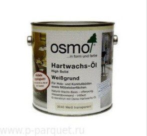 Масло Osmo 3040 белое с твердым воском для паркета и мебели Hartwachs-ol Farbig 750мл