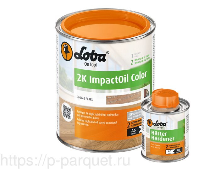 Двухкомпонентное цветное масло для паркета Loba HS 2K Impact Oil Color пёрл 750мл